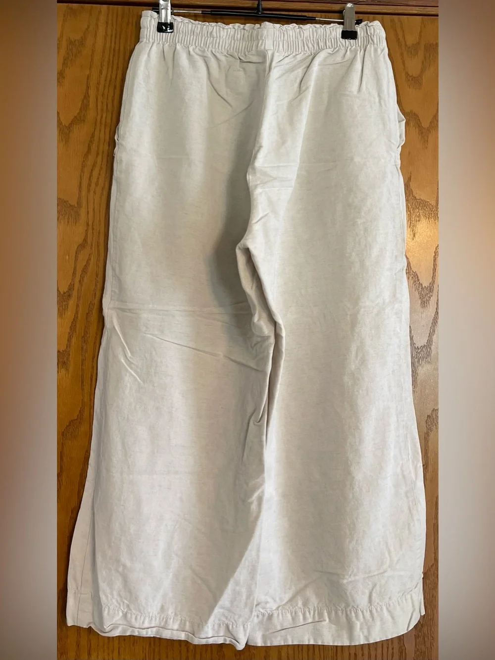 H&M Beige Linen-Blend Crop Pants